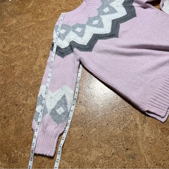 Ann Taylor Loft Fair Isle Nordic Pastel Pink & Gray  Sweater NWT Sz M - Picture 12 of 12